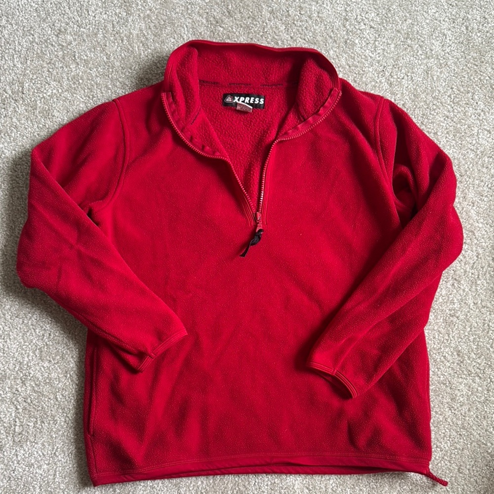 Vintage Express Physical Fashion Men's Red Quarter Zip Fleece